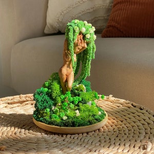Unique gift: Handmade Figurine Eve with preserved moss "Forest Nymph", Wedding favors, Aesthetic decor, Dried flower art, Christian statue