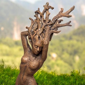 Dryad Statue Hand Painted | Woodland Goddess Figurine | Nature Spirit Decor | Resin Forest Nymph Sculpture | Fairy Garden Altar