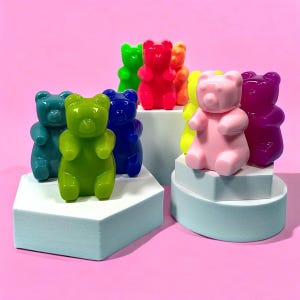 Gummy bear 3” wall mount or magnet figurine/ handmade resin sculpture/ giant gummy bear/ rainbow color/ custom color / kawaii / gummy worm