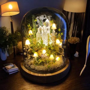 Enchanted Forest Mushroom Lamp - Glowing Crystal Pillars with Healing Properties